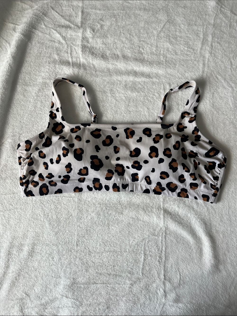 Xhilaration Leopard Ribbed Bikini Top - White with Brown & Black Spots